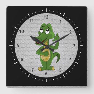 Horloge de bande dessinée d'alligator ou de
