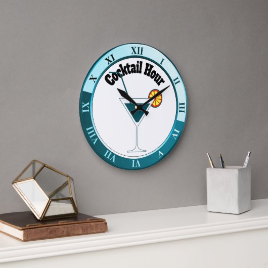 Horloge de bar de l'heure du cocktail sarcelle et (Bureau)