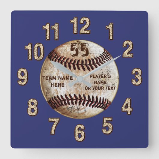 Horloge de baseball personnalisée, VOTRE TEXTE et (Recto)