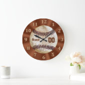 Horloge de baseball vintage VOTRE NOM ET NUMÉRO DE (Maison)