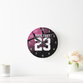 Horloge de basket rose avec numéro de maillot de s (Maison)