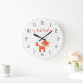 Horloge de bébé Woodland Fox avec nom (Maison)