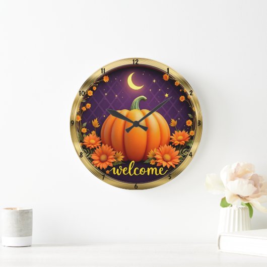 Horloge de bienvenue d'automne : Citrouille Lune S (Maison)