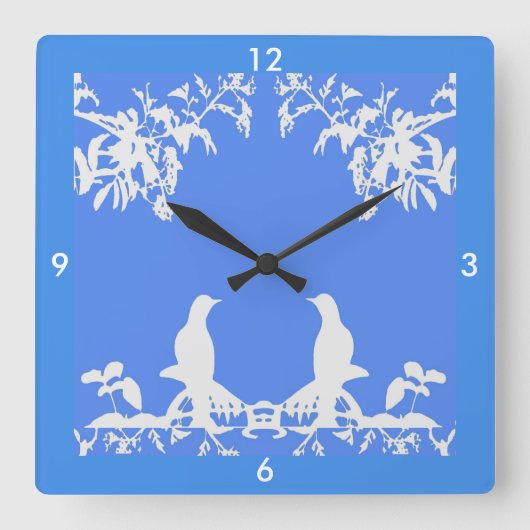 Horloge de bois - Oiseaux blancs sur Bleu 4 Accuei (Recto)
