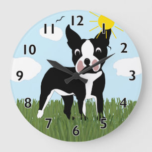 Horloge de Boston Terrier de bande dessinée