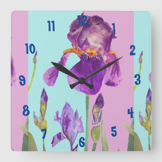 Horloge de bureau pour femme à aquarelle Iris pour (Recto)