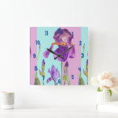 Horloge de bureau pour femme à aquarelle Iris viol (Maison)