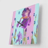 Horloge de bureau pour femme à aquarelle Iris viol (Angle)