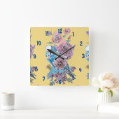 Horloge de bureau pour femme jaune aquarelle Budgi (Maison)