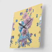 Horloge de bureau pour femme jaune aquarelle Budgi (Angle)