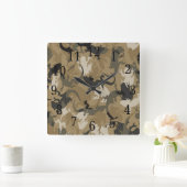 Horloge de Carré du camouflage de reptile Brown (Maison)