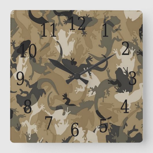 Horloge de Carré du camouflage de reptile Brown (Recto)