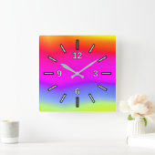 Horloge de Carré Motif multicolore amusant (Maison)