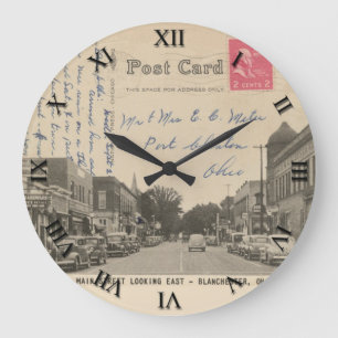 Horloge de carte postale de Blanchester Ohio - rue