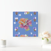 Horloge de chambre à fleurs roses bleues Shabby Ch (Maison)