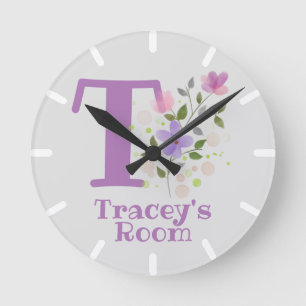 Horloge de chambre pour enfants avec nom et initia