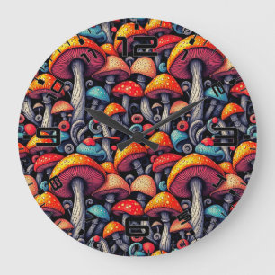 Horloge de champignons rétro lunaire