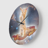 Horloge de chat de surf Bacon (Angle)