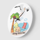 Horloge de chat plage mouette Miaou (Angle)