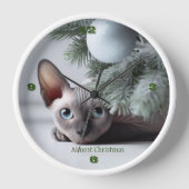 Horloge de chat Sphynx de Noël (Recto)