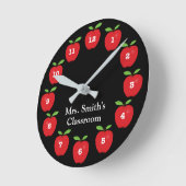Horloge de classe avec pommes en noir (Angle)