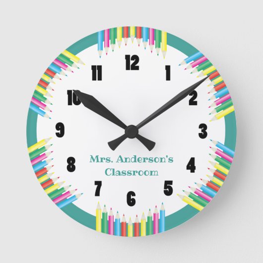 Horloge de classe Crayons colorés (Recto)