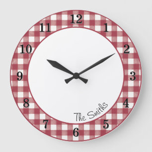 Horloge de cuisine de ferme à carreaux Cranberry a
