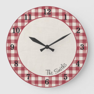 Horloge de cuisine de ferme à carreaux Cranberry a