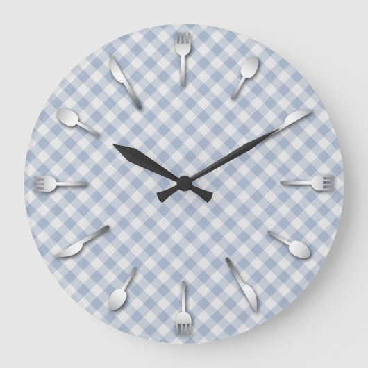 Horloge de cuisine En vichy bleu - Pays Ouest (Recto)