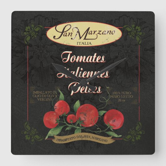 Horloge de cuisine italienne, Étiquette de tomates (Recto)