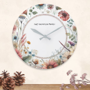 Horloge de cuisine personnalisée Floral Rustique d