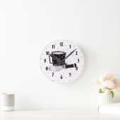 Horloge de cuisine rose et noire (Maison)