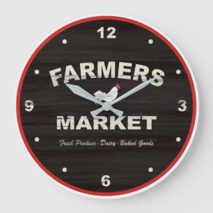 Horloge de cuisine rustique du marché des agricult