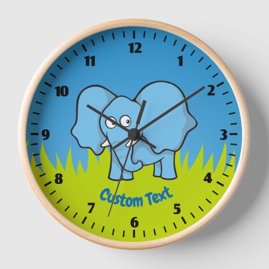 Horloge de dessin bleu éléphant (Recto)