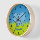 Horloge de dessin bleu éléphant (Angle)