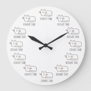 Horloge de diner de chat affamé de dessin animé dr