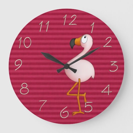 Horloge de Flamant rose rose Whimsical (Recto)