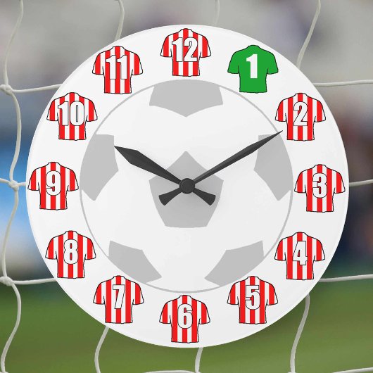 Horloge de football - avec Chemises rouges et blan