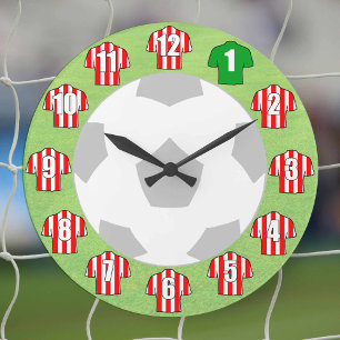 Horloge de football - Chemises rayées rouges et bl