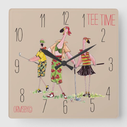 horloge de golf - heure de tee flamingo (Recto)