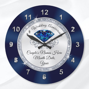 Horloge de jubilé personnalisée bleu marine et arg