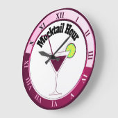 Horloge de la barre de l'heure du cocktail rose et (Angle)