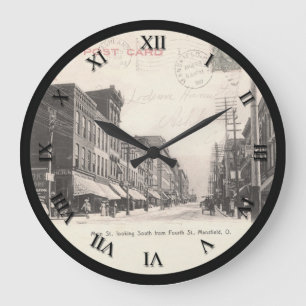 Horloge de la carte postale Mansfield Ohio - Main 