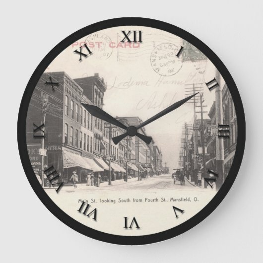Horloge de la carte postale Mansfield Ohio - Main  (Recto)