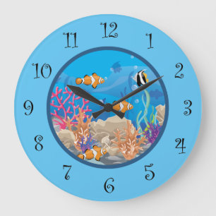 Horloge de la décoration des murs de poissons de 