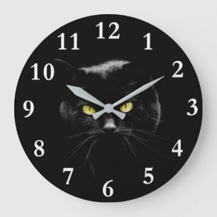 Horloge de la paroi acrylique du chat noir