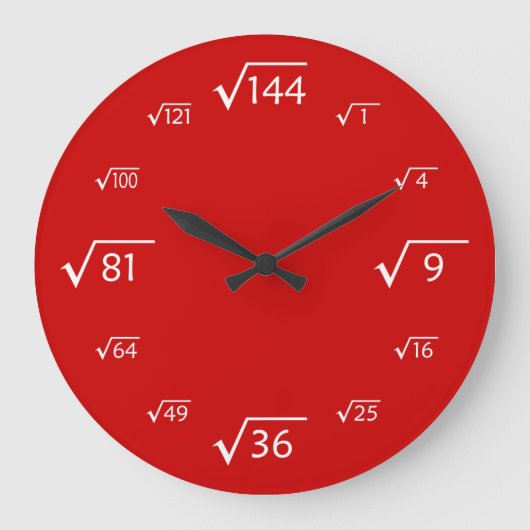 Horloge de la paroi racine carré (rouge/blanc) (Recto)