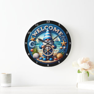 Horloge de la plage de bienvenue de Gnome Nautique