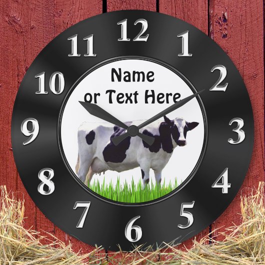 Horloge de la VACHE Noire et Blanche personnalisée
