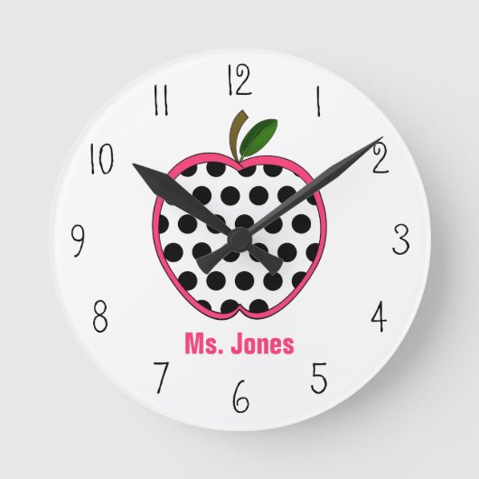 Horloge de l'enseignant de la pomme Polka Dot (Recto)